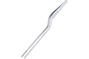 Smirain Pinze Cucina Acciaio 16-40cm, Pinza da Chef professionali di Alta Precisione, Barbecue, Bistecca, Hamburger, Pasta, Dessert, Decorazione, Estrazione, Cottura al Forno (Curve, 30cm)