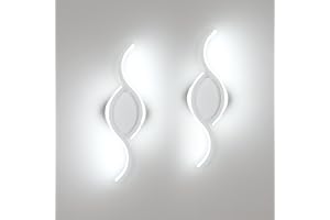 Comely 2 stycken LED-vägglampa, 12 W, 1 350 LM, modern vägglampa, vägglampa för vardagsrum, sovrum, 6 500 K, kallvitt, vitt