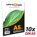 Papel DIN A6 o A5; 80 g/m²; de la marca Versando; también sirve como papel para notas y recetas.