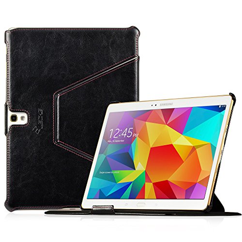 MANNA UltraSlim Samsung Galaxy Tab S 10.5 Hülle | Case aus Kunstleder, schwarz mit farblich abgesetzter Naht | aufstellbare Tasche mit EasyStand | Autosleep-Funktion | Schutzhülle für Samsung Tab S 10.5 SM-T805 - 2