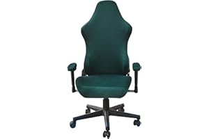 LIFEDX Pokrowce na krzesła dla graczy, aksamitne pluszowe pokrowce z podłokietnikami, rozciągliwe pokrowce na krzesła do gier, komputerowe, biurowe, na krzesło, rozciągliwe, obrotowe pokrowce na fotele, bez krzesła, ciemnozielone