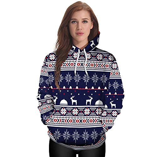 Beladla Mujer Camisetas 3D Sudadera con Cuello Redondo Estampado para con Jersey Estampado De Navidad para Mujer Jersey Estampado De Manga Larga Sudaderas con Capucha