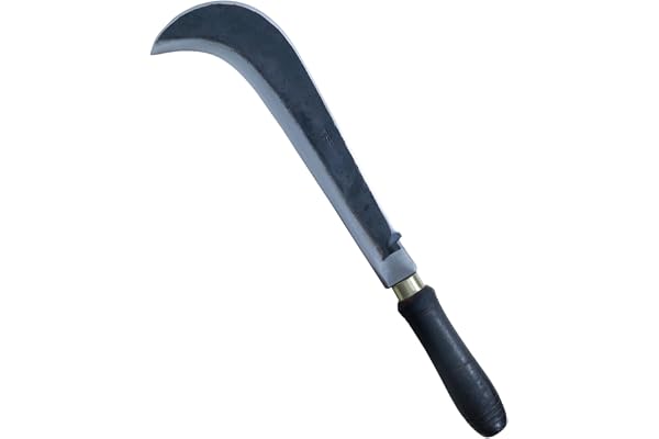 QATHAAL Handmade Traditional South Indian Kitchen Knife for Cutting Vegetables & Fruits Medium Size Iron Knife Made of Strong Suspension Leaf (8-Inch Blade) mangalore Billhook