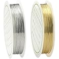 Copper Metallic String Wire Resistant Strong Line for Jewellery Making/Earring/Necklace/Bracelet/Beading/Art DIY Projects & Other Crafts (1, Gold & Silver, 0.4 mm)
