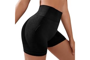 KOEMCY Shorts de Yoga Femme Shorts de Sport Push Up Leggings Court Taille Haute Gym Fitness Yoga Shorts Push Up Booty Butt Lifter Scrunch sans Couture pour Yoga Jogging Running