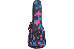 Surwin Funda Ukelele Soprano 21”/23”/26” Pulgadas Ukelele Gig Bag Bolsa Acolchada Grueso Ukelele con Correas de Relleno, Ajustables Estuche para Ukelele Mochila (21 Pulgadas,Labor de retazos)