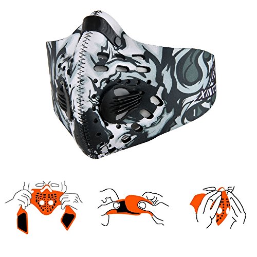 Wisamic Mask Sport Atemmaske Halbe Gesichtsmaske Mundmaske mit Aktivkohlefilter und Ausatemventil für Fahrrad MTB Motorrad Ski Outdoor-Sport - 2