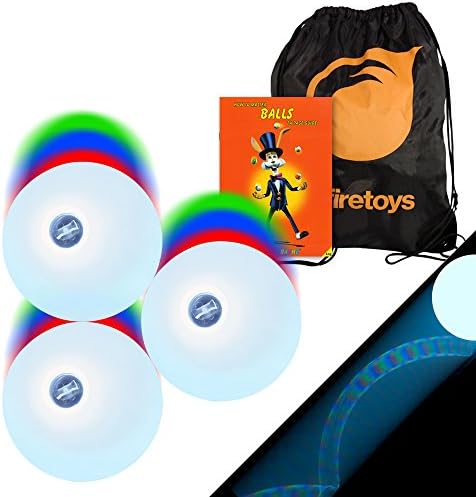 3x LED Strobe Effect Juggling Balls, Mr Babache Jugling Instruction Booklet &amp; Bag