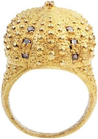 Auren Women's 22ct Gold Vermeil Urchin Brown Diamonds Studded Ring Size - L
