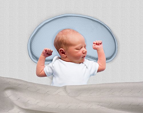 Bonmedico® Guardian Babykissen, gegen Plattkopf und Verformung für eine schöne Kopfform aus viskoelastischem Schaum mit Mulde, 100% schadstofffrei, in Crème, Blau oder Rosa - 2