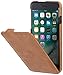 Produktbild StilGut UltraSlim Case Hülle Leder-Tasche für iPhone 8 Plus & iPhone 7 Plus. Dünnes Flip-Case aus Echtleder für das Original iPhone 8 Plus & iPhone 7 Plus (5,5 Zoll), Cognac Vintage