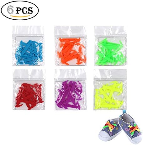 No Tie Shoelaces for Children Toddler Kids, Edobil With Multi Fashion Colors for Sneaker Board Shoes Casual Shoes, Waterproof &amp; Easy To Clean (6Pair) (6 pair)
