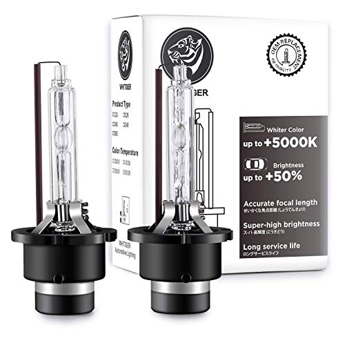 Whitiger Auto D2S Bombilla HID Xenon Lámpara 4300K, 12V 35W, 2 unidades