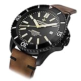 Meccaniche Veneziane Herren Armbanduhr Automatik Taucheruhr Nereide mit Leder und Extra Silikon Gurt - Edelstahl und PVD Optionen (Ardesia Mogano PVD)
