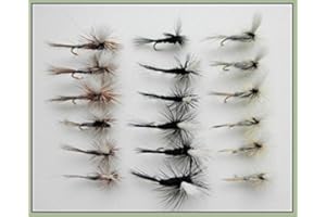 TROUTFLIESUK 18 Parachute Trout Fishing Flies, Grey Duster, Adams & Black Gnat, Choice