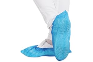Hygostar 200x Schuhüberzieher Einweg blau, CPE Überzieher Schuhe, Schuh Überzieher wasserdicht, Überschuhe Fersenschutz für Schuhe, Schuhüberzieher reißfest, Überschuhe elastisch, Überziehschuhe