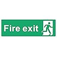 Rubigo – 1/2/4/6 Pack Fire Exit Sign - No Arrow – Safety Signs - 30x10cm Self Adhesive Vinyl Sticker, Easy Application Fire Door Emergency Exit Signage (1)