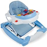 3IN1 Lauflernhilfe mit Spielcenter (12 Melodien) Gehfrei Gehhilfe Baby Walker Babyschaukel (Blau/Weiß)