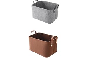 CTFOREST 2 Piezas Cesta de Fieltro, Cesta de Fieltro con Dos Asas, Caja de Almacenaje, Adecuado para Almacenar Libros, CD, Ropa, Discos, Ahorrar Espacio