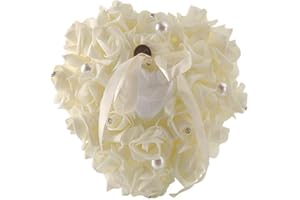 Skingwa Ring Bearer Pillows Ring Pillows Ring Box for Wedding, Wedding Supplies Double Heart (Ivory White)
