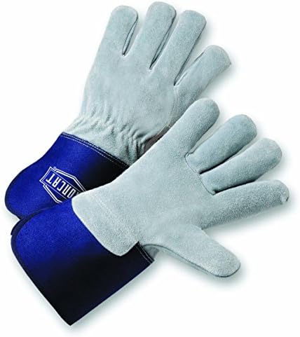 IRONCAT IC6 Premium Split Cowhide Leather Work Gloves: Blue/Grey, Large, 12 Pairs