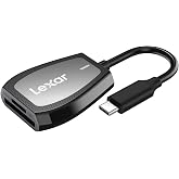Lexar Profesyonel &ccedil;ift yuvalı okuyucu, USB-C bağlantılı, SD ve microSD kartlar i&ccedil;in, UHS-I siyah