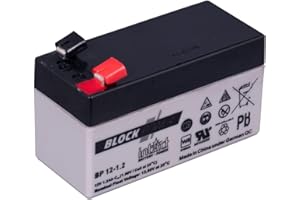 intAct Block-Power AGM Batterie 12V 1,2Ah - auslaufsicher und wartungsfrei - vielseitige AGM Versorgungsbatterie - für Freizeitbereich, Notstromanlagen, Sicherheitssysteme - Maße (LxBxH): 97x43x58mm
