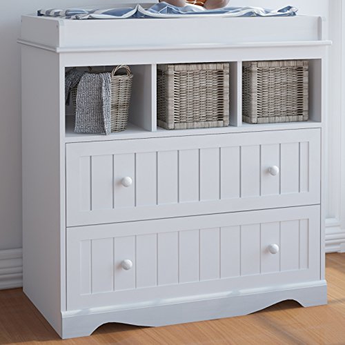 Infantastic Baby Changing Table Unit with Drawers (White) Nursery Furniture Storage Station