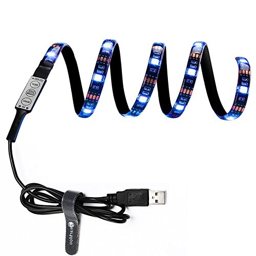 Preisvergleich Produktbild Hintergrundbeleuchtung Fernseher USB Powered LED Farbstreifen Bias-Beleuchtung für TV-Bildschirm und PC-Monitor, RGB Multi-Farbe 90 cm inkl. Fernbedienung, inkl. Farbwechsel, 90cm selbstklebend