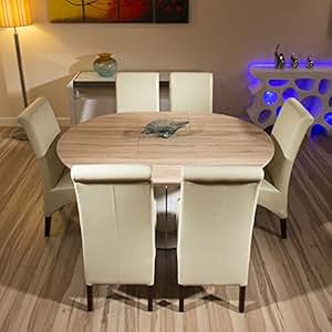 Amazon.de: Esstisch, Rund, Oval, Ausziehbarer Tisch Und 6 Stühle