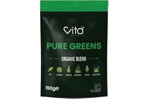 VITA NUTRIENTS Pure Greens Superfood Powder 150g - Premium Organic Blend of 6 Plant Based Super Greens - Vegan & Gluten Free - Vitamin Fibre & Mineral Rich Formula - Made in The UK