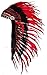 Produktbild Y01- Medium Red Feather Kopfschmuck/Native American Style Warbonnet (36 Zoll lang)