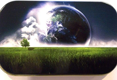 new slim 1oz hinged full moon over horizon tobacco baccy tin with rolling papers