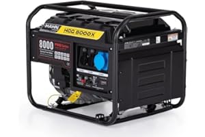 Hahn & Sohn HGG 8000X Générateur de courant à essence avec moteur haute performance à quatre temps silencieux avec mode 230 V, 97 dB/A