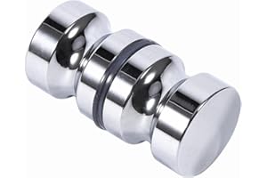 BuxiuGK 1 Piezas Tirador de Puerta de Ducha,Manillas De Puerta De Cristal de Maciza Aluminio Cromado de Un Solo Orificio Perilla de Aleación para Mamparas De Ducha,30mm