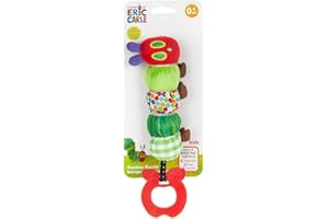 KIDS PREFERRED Rainbow Designs Very Hungry Caterpillar Teether Rattle – Soft Baby Sensory Toy with Vibrant Colours - Infant Teether Toy