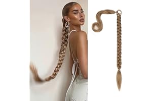 QKEPCY Pferdeschwanz Haarteil Zopf Pferdeschwanz Haarverlängerung 80cm Glatt Haarverlängerungen Natürlich Kunsthaar Wrap on Ponytail Pferdeschwanz Verlängerung Perücke Haarteil für Zopf