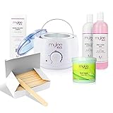 Mylee Complete Waxing Kit with Heater + Tea Tree Wax + Strips + Spatulas + Pre & After Care Lotion