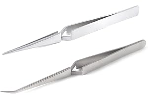 ‎BLUEINOX blueINOX Pinzetten-Set: 2 Lötpinzetten/Kreuzpinzetten/Industrie-Pinzetten/Technischen Pinzetten mit gerader und abgewinkelter Spitze Edelstahl