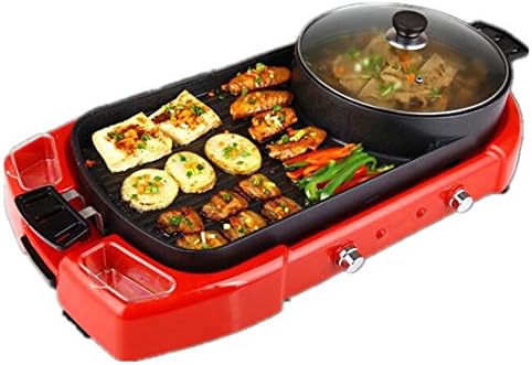LUOER BBQ Electric Baking Pan With Hot Pot 2 In 1, Indoor / Outdoor 1700 Watts Electric Oven / Barbecue Machine / Hot Pot, Korean Non-Smoking Electric Heating Pan