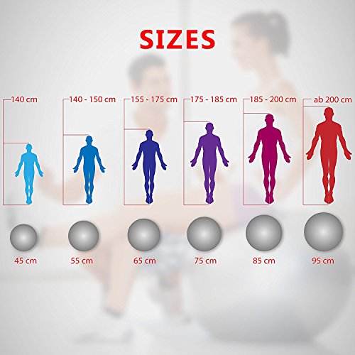 Gymnastikball mit Massage Noppen Balance Dome, Massageball 55, 65, 75 cm Anthrazit | Sitzball Fitnessball - 6