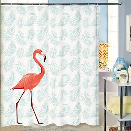 PVC Plastic Shower Curtain Cartoon Flamingo Lancet Pattern Opaque Waterproof Fabric For Hotal Home Bathroom Washroom Decoration With Enough Rings Hooks , 180 x 200 cm