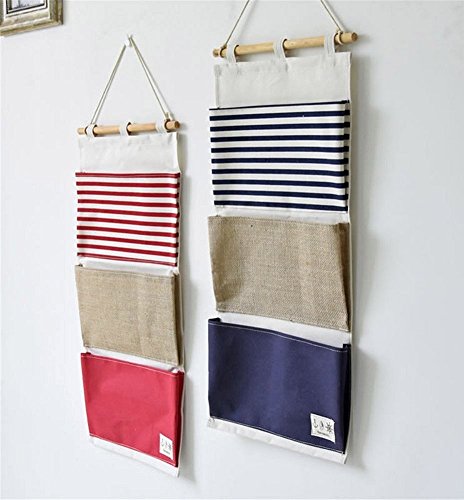 Starsglowing Wand Aufbewahrungstasche Hängetasche Türtasche Utensilientasche Hängeorganizer 3 Fächer (Blau #2) - 5