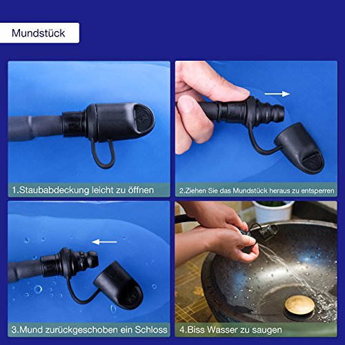 BONL Emerald Trinkblase für bis zu 3 Liter, Wasserbehälter in Militär-Qualität, große Öffnung, einfache Benutzung, haltbar, geschmacksneutral, ideal für Wanderungen, Fahrradtouren, zum Klettern, als Wasser-Rucksack, bei Outdoor-Events - 4