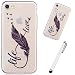 Produktbild iphoneSE/5/5S Smartphone Case WYRHS Kunstdruck hochwertiges Handy Cover kreatives Design Cover TPU Kunststoff Stoßstange Handyhülle Stoßstange-Schwarze Federn+Metall Berühren Stift