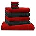 Produktbild Gallant 9 tlg. Handtuch-Set rot grau 1 Badetuch Duschtuch 70x140 cm 4 Handtücher rot grau 50x100 cm und 4 Waschhandschuhe Waschlappen Qualität 100 % Baumwolle Frottee Handtücher-Set rot grau