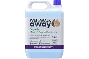GRO GARDEN PRODUCTS Wet & Walk Away Concentrate - Organic Moss & Algae Remover for Garden Spaces – Brighten and Clean Your Patio, Indian Sandstone, Driveway, Decking, Astroturf and Bricks – Covers up to 300m² – 5 Litres