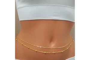 TseenYi Beach Bikini Belly Chain Layered Small Beads Body Chain Gold Bead Belly Waist Chain Summer Sexy Body Chain Jewelry for Women and Girls Gifts