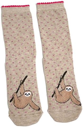 Ladies Beige Furry Sloth Hanging On A Branch Socks UK 4-8 Eur 37-42 USA 6-10