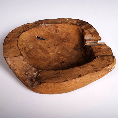 TEAKSCHALE HOLZSCHALE MASSIV TEAK WURZELHOLZ SCHALE 30cm HANDGEFERTIGT INDONESIA